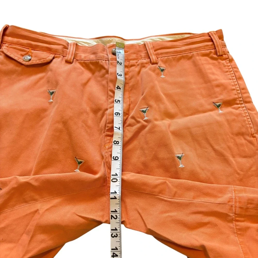 Polo Ralph Lauren Mens Orange Martini Glass Embroidered Classic Fit Shorts 34x9 - Picture 11 of 12